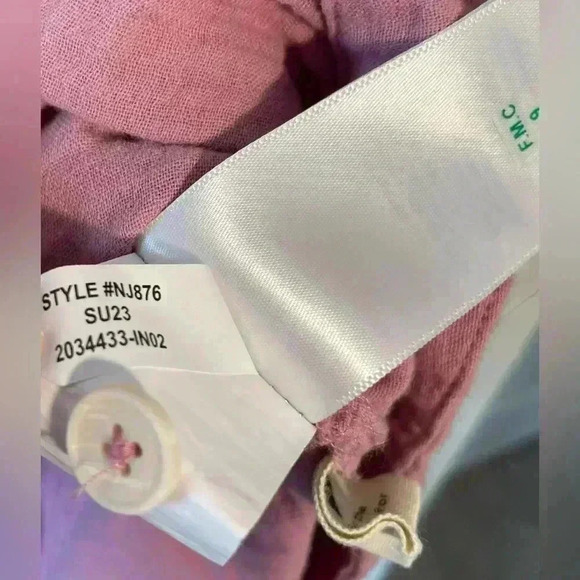 Madewell Pink Lightspun Cover Up Oversized Short Sleeve Shirt Dress Size Medium - Picture 8 of 9